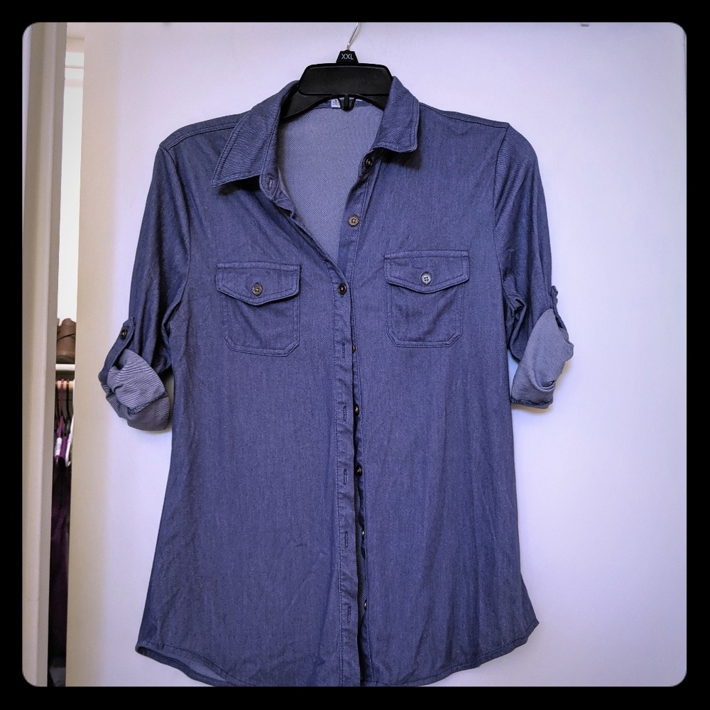 Soft Faux denim button up